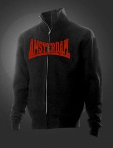 Свитер на молнии мужской, черный / Amsterdam-GWS - Logo (GHS-CMZ002)