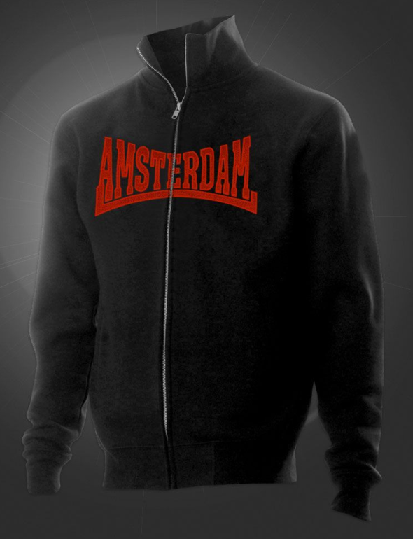 Толстовка на молнии мужская, черная / Amsterdam-GHS - Logo (GHS-CMHZ004)